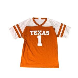 Vintage Texas‎ Longhorns Football Jersey Small T-Shirt Orange Number 1 Valtrex